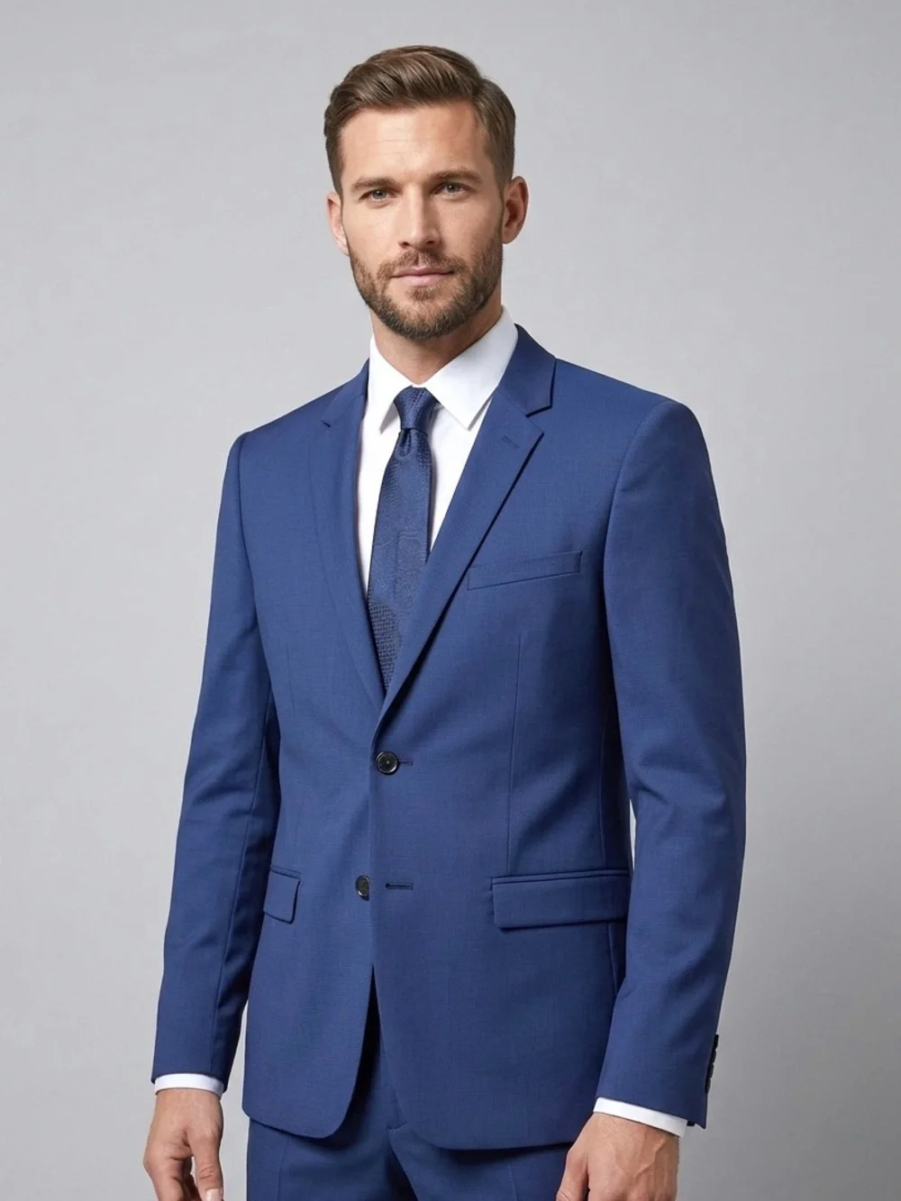 NAVY  WOOL SUIT BLAZER - 46